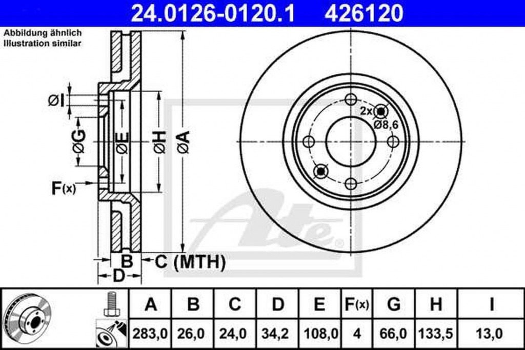 Disc frana CITROEN BERLINGO B9 ATE 24012601201