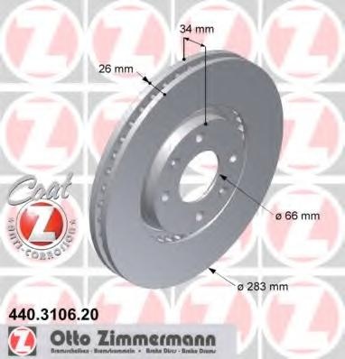 Disc frana Citroen BERLINGO I caroserie (M_), Citroen BERLINGO (MF), PEUGEOT GRAND RAID microbus (5F) - ZIMMERMANN 440.3106.20