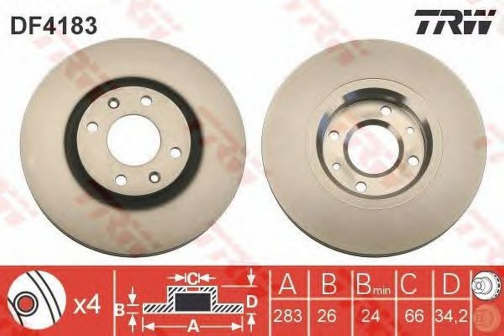 Disc frana CITROEN C3 Picasso TRW DF4183