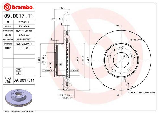 Disc frana # CitroEn Relay 2011 2012 2013 2014 201