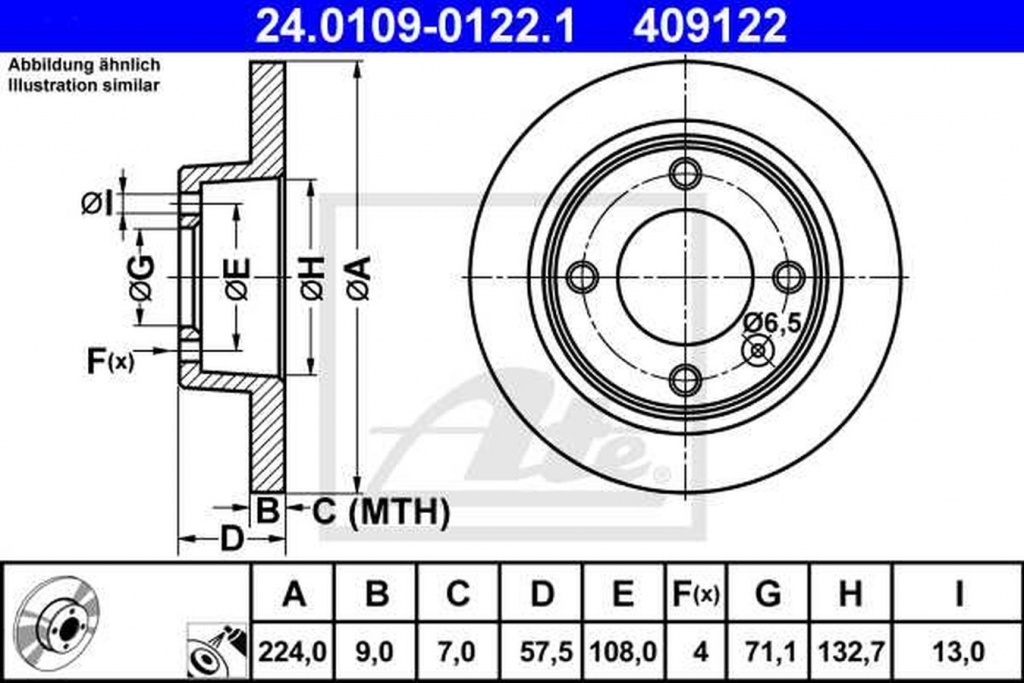Disc frana CITROEN XANTIA X1 ATE 24010901221
