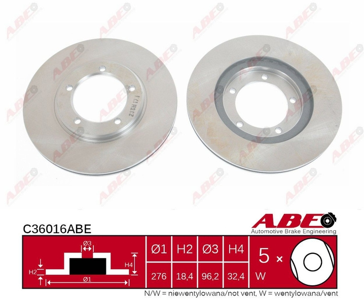 Disc frana DAIHATSU ROCKY Soft Top F7 F8 Producator ABE C36016ABE