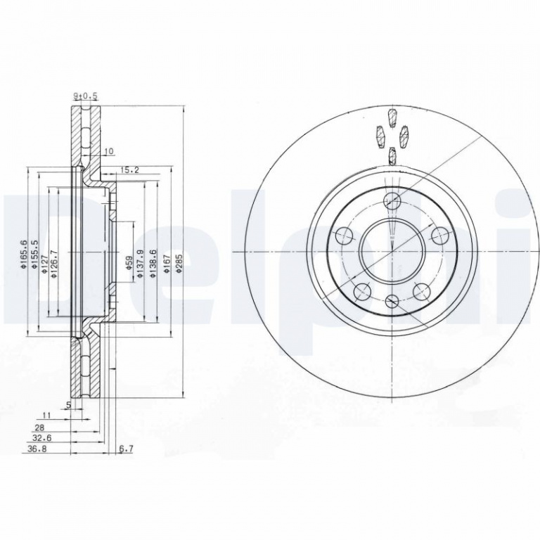 Disc frana DELPHI BG3740 la FIAT SCUDO caroserie (220_) 1999 2000 2001 2002 2003 2004 2005 2006