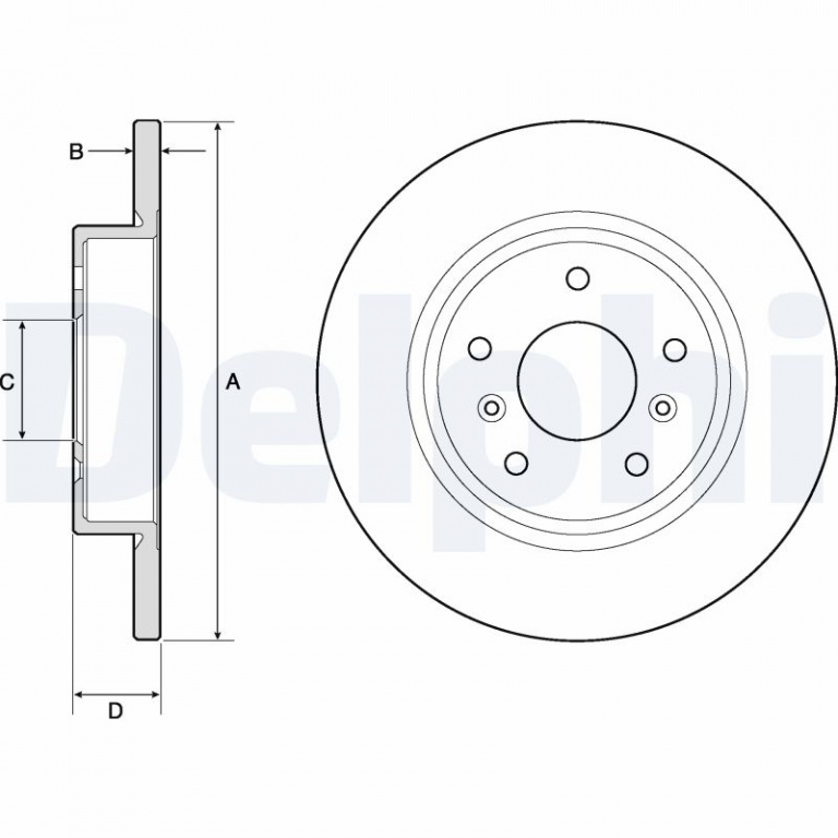Disc frana DELPHI BG4807C la masina NISSAN X-TRAIL III (T32_, T32R, T32RR) 2014 2015 2016 2017 2018 2019 2020