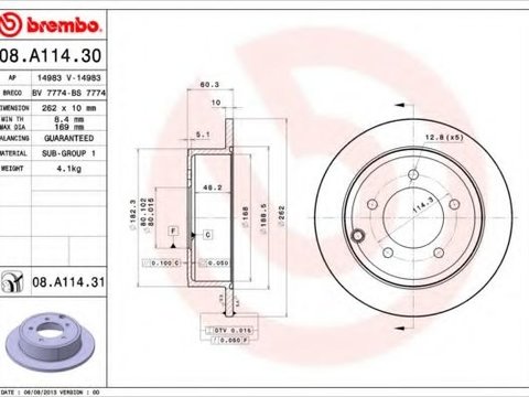 Disc frana DODGE AVENGER (2007 - 2020) BREMBO 08.A114.31