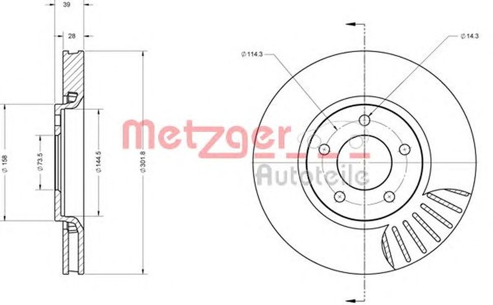 Disc frana DODGE CARAVAN RG METZGER 6110622