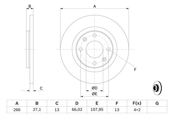 DISC FRANA ~ Fata Dreapta/Stanga CITROEN C2 (JM_) 2003 2004 2005 2006 2007 2008 2009 2010 2011 2012 ~ 0 986 478 847 ~ BOSCH