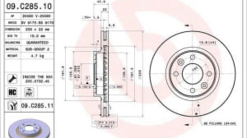 Disc frana Fata Dreapta/Stanga DACIA LOGAN II, LOGAN MCV II, SANDERO II, RENAULT CLIO IV, CLIO V, LOGAN I, LOGAN/STEPWAY II, SANDERO/STEPWAY II, TWINGO III 0.9-Electric 06.11-