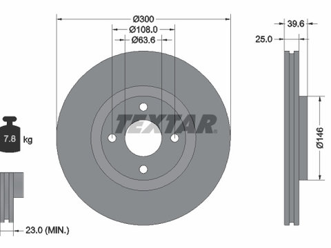 DISC FRANA Fata Dreapta/Stanga FORD ECOSPORT TEXTAR 92315503 2012