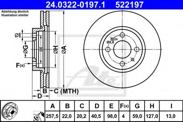 Disc frana FIAT 500 (312) (2007 - 2016) ATE 24.032