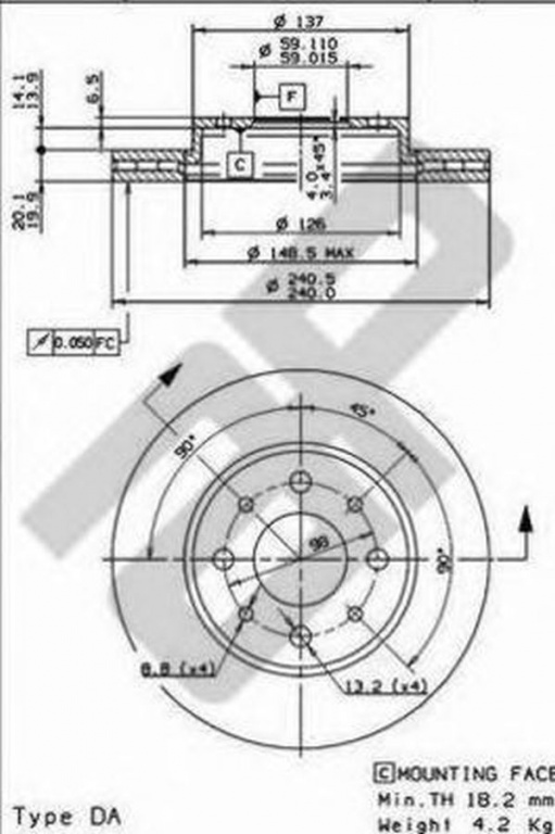 Disc frana FIAT 500 312 METZGER 24815