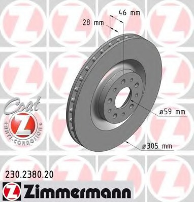 Disc frana # Fiat 500l 2014 2015 2016 2017 2018 2019 2020 2021 2022 2023 2024 2025 # 230 2380 20 # ZIMMERMANN