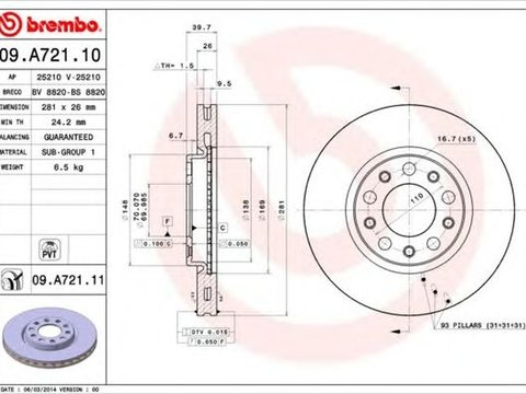 Disc frana FIAT 500X 334 BREMBO 09A72111