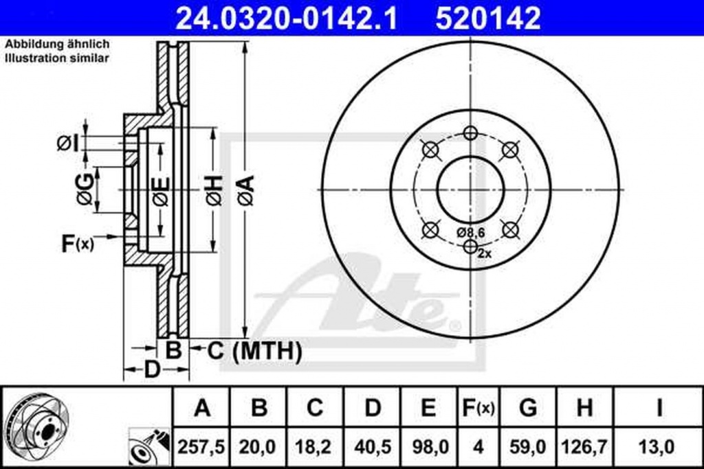 Disc frana FIAT ALBEA 178 ATE 24032001421