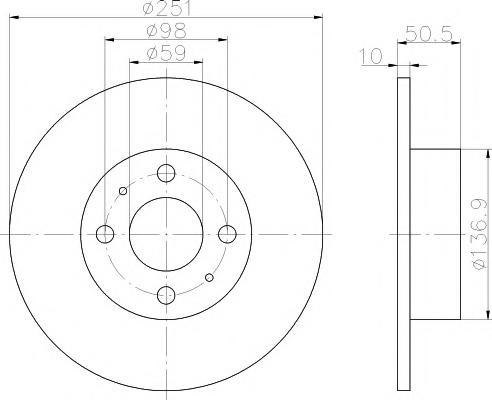 Disc frana FIAT CROMA (154), ALFA ROMEO 168 (164), LANCIA THEMA (834) - HELLA PAGID 8DD 355 101-101