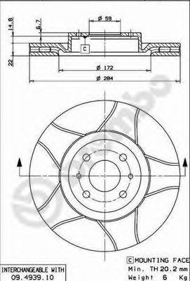 Disc frana # Fiat Fiorino 2009 2010 2011 2012 2013 2014 2015 2016 2017 2018 2019 2020 2021 2022 2023 2024 2025 # 09 4939 75 # BREMBO