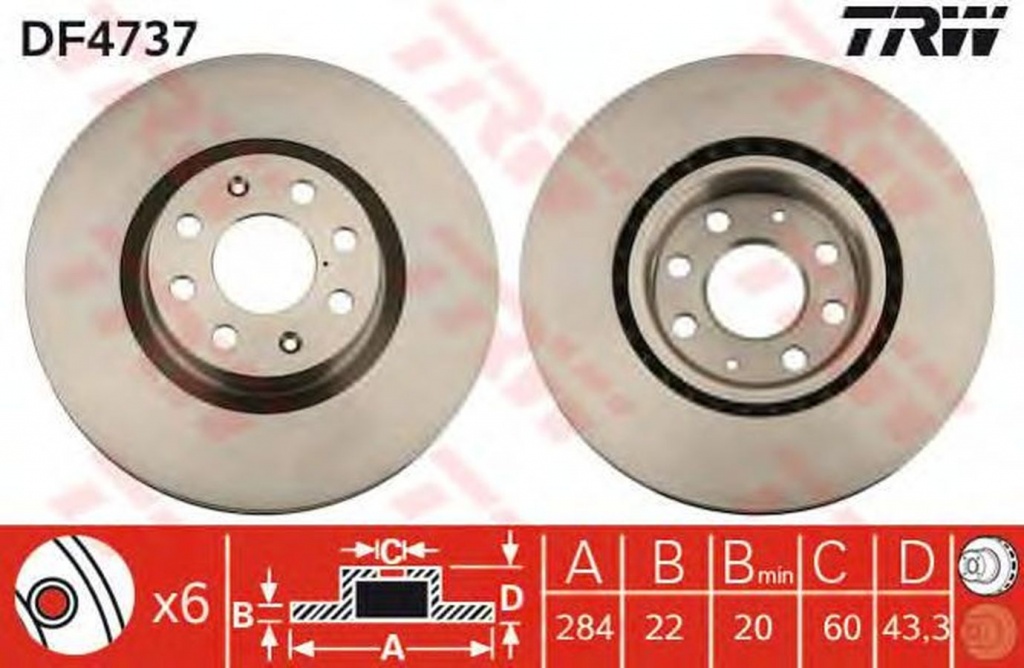 Disc frana FIAT GRANDE PUNTO 199 TRW DF4737