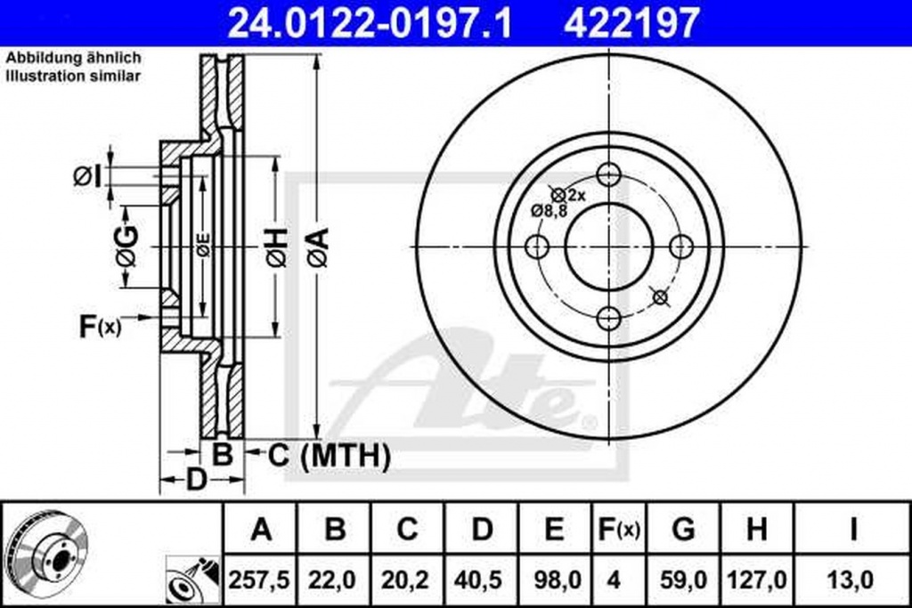 Disc frana FIAT IDEA 350 ATE 24012201971