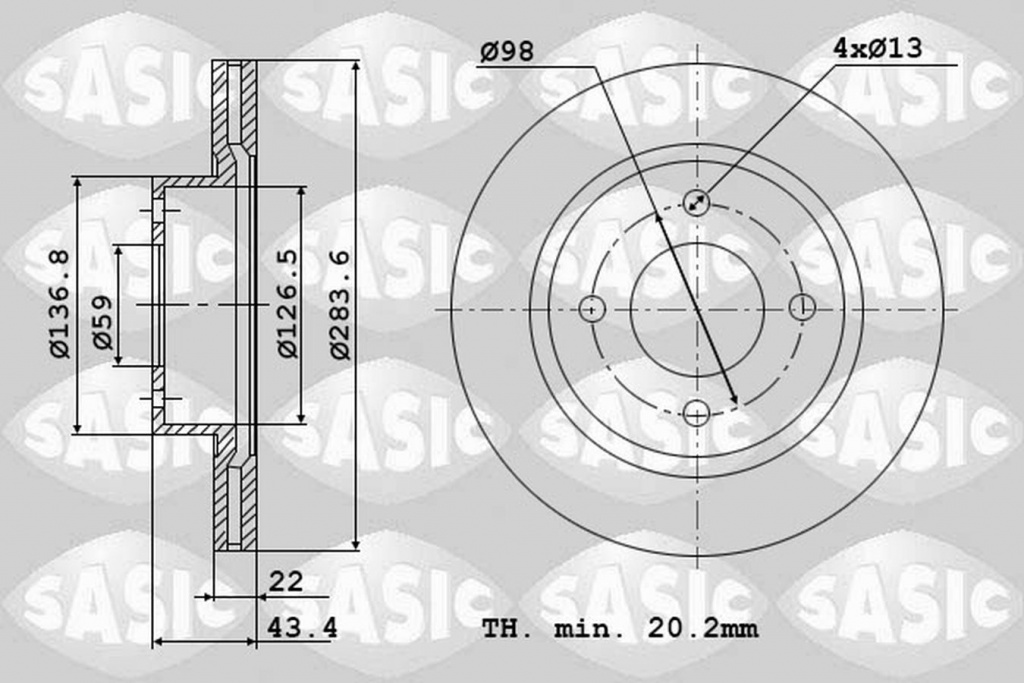 Disc frana FIAT IDEA 350 SASIC 9004482J