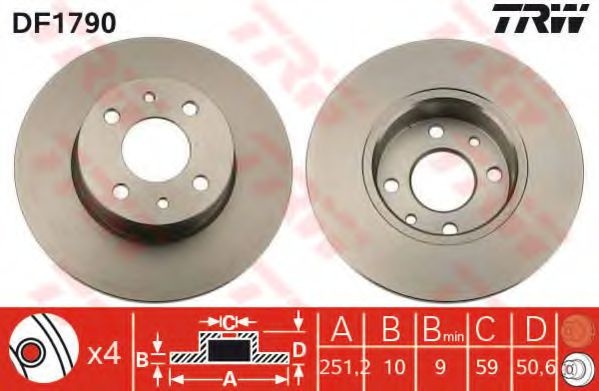 Disc frana FIAT LINEA (323) (2007 - 2016) TRW DF1790 piesa NOUA