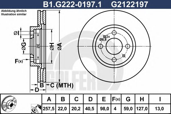 Disc frana FIAT PANDA Van (169) (2004 - 2016) GALFER B1.G222-0197.1 piesa NOUA
