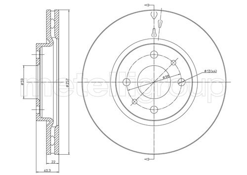 Disc frana FIAT PANDA VAN 312 312 METELLI 230407C