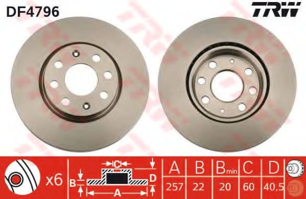 Disc frana FIAT PUNTO Van (199) (2008 - 2016) TRW 