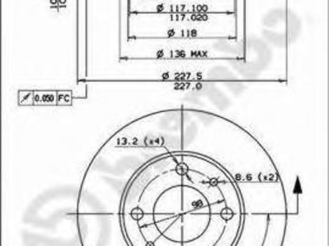 Disc frana FIAT REGATA limuzina (138), FIAT REGATA Weekend, FIAT 850 cupe - BREMBO 08.3636.10