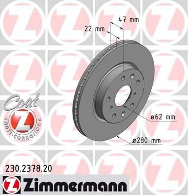 Disc frana FIAT SEDICI (FY) (2006 - 2016) ZIMMERMANN 230.2378.20 piesa NOUA