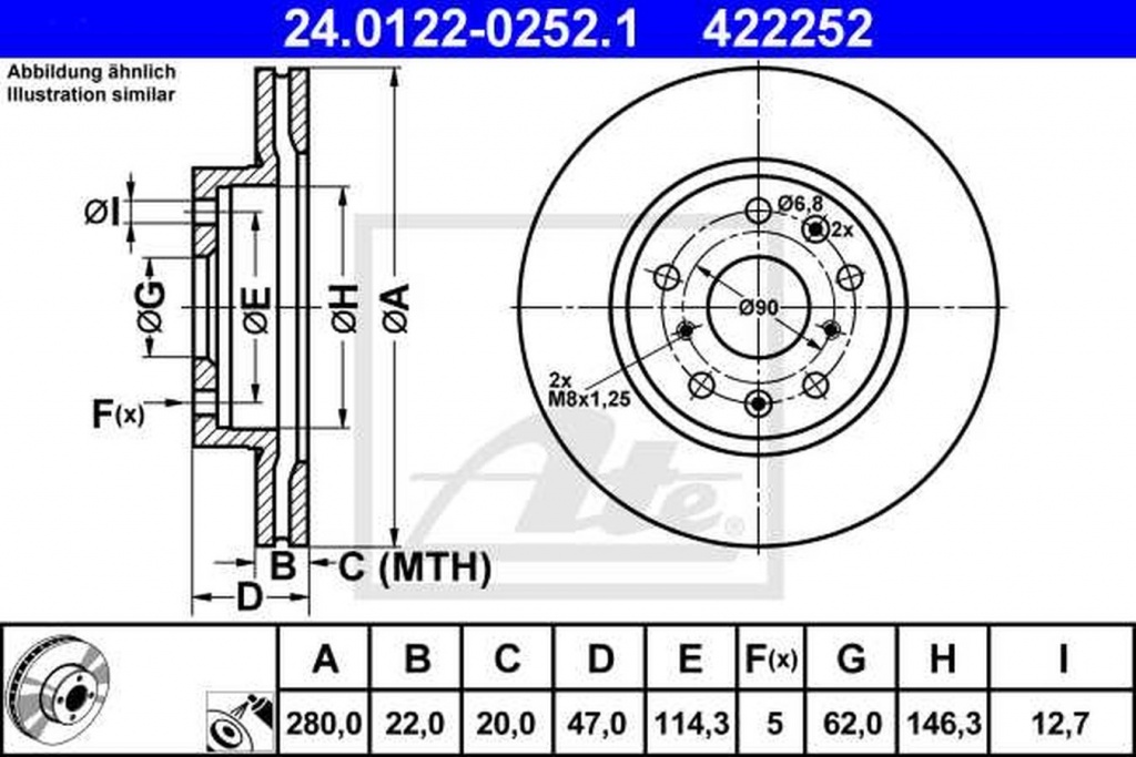 Disc frana FIAT SEDICI FY ATE 24012202521