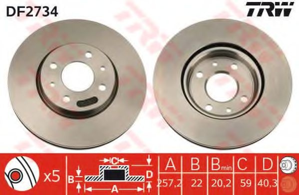 Disc frana FIAT STILO (192) (2001 - 2010) TRW DF27