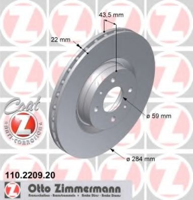 Disc frana FIAT STILO (192) (2001 - 2010) ZIMMERMANN 110.2209.20