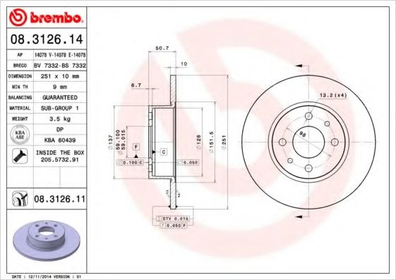 Disc frana FIAT STILO Multi Wagon (192) (2003 - 20