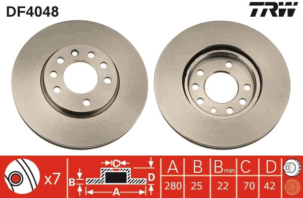 Disc frana # Ford Capri 1969 1970 1971 1972 1973 1974 # DF4048 # TRW