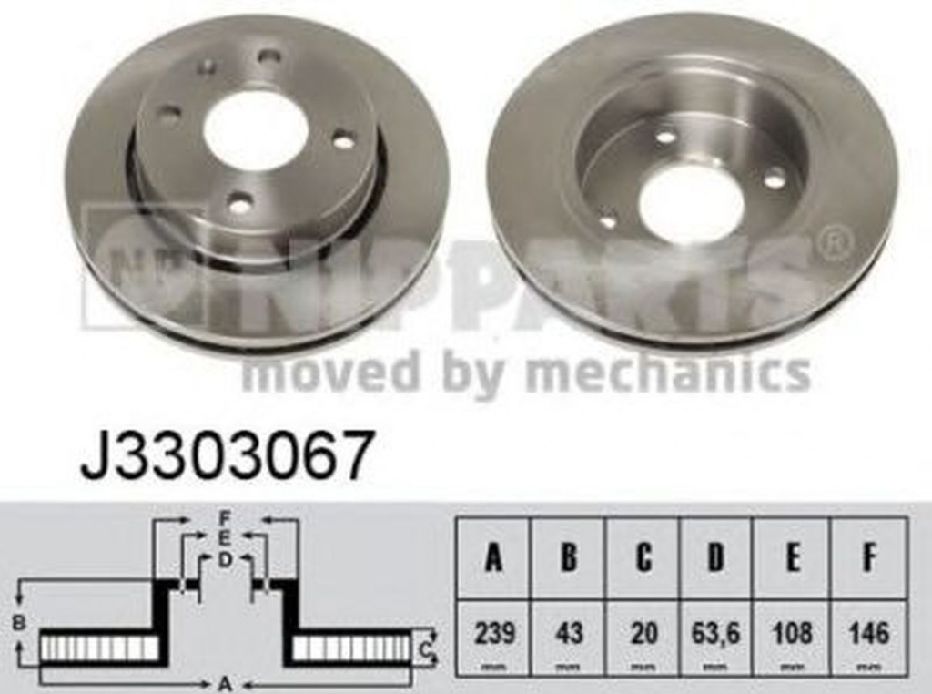 Disc frana FORD FIESTA caroserie JV NIPPARTS J3303067