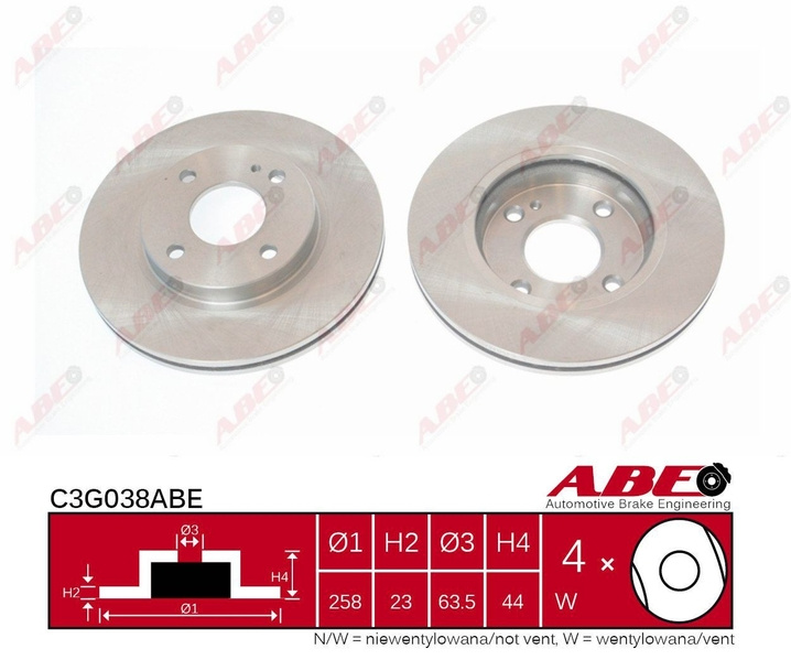 Disc frana FORD FIESTA VI Van Producator ABE C3G03