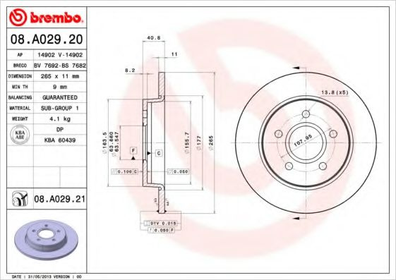 Disc frana FORD FOCUS C-MAX (2003 - 2007) BREMBO 0