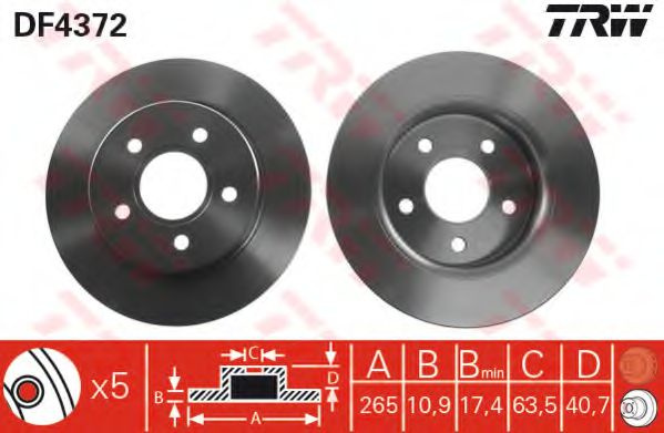 Disc frana FORD FOCUS C-MAX (2003 - 2007) TRW DF43