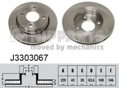 Disc frana FORD KA (RB_) (1996 - 2008) NIPPARTS J3303067