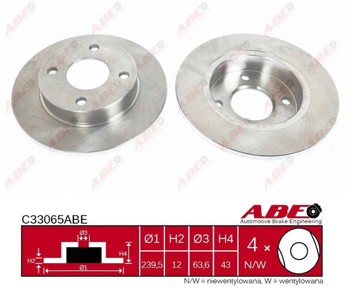 Disc frana FORD KA RB Producator ABE C33065ABE