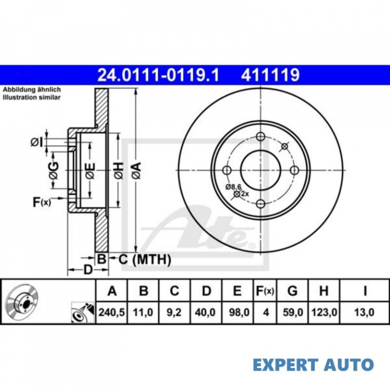 Disc frana Ford KA (RU8) 2008-2016 #8 08508510