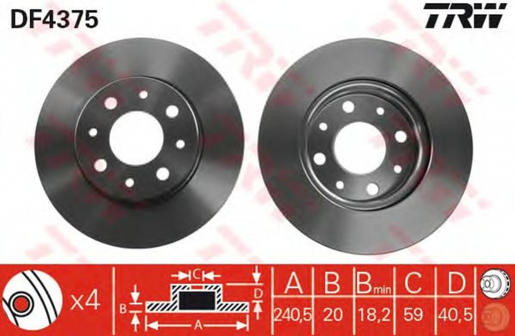 Disc frana FORD KA RU8 TRW DF4375