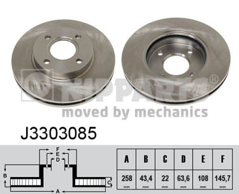 Disc frana # Ford Puma 1997 1998 1999 2000 2001 2002 # J3303085 # NIPPARTS