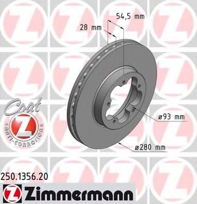 Disc frana FORD TRANSIT bus (2006 - 2016) ZIMMERMANN 250.1356.20