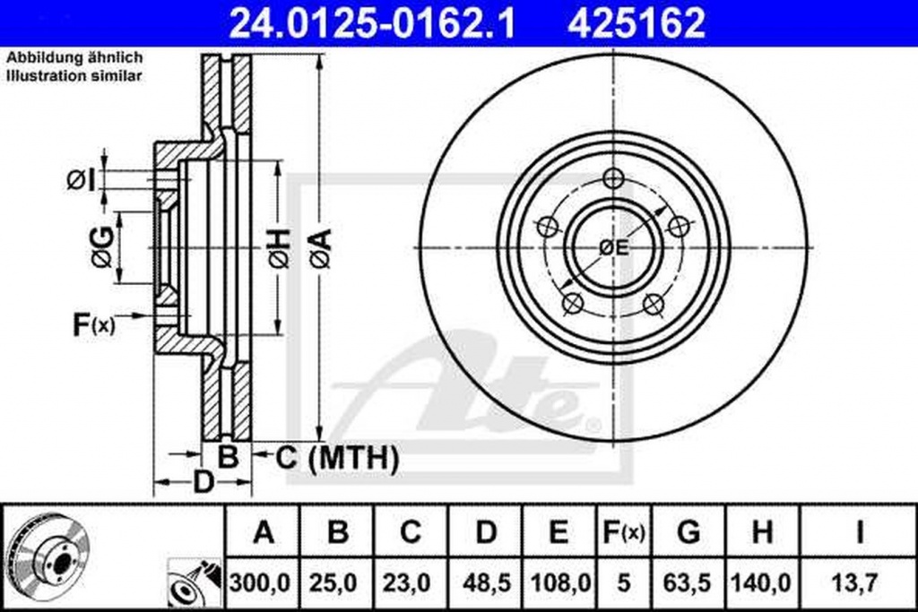 Disc frana FORD TRANSIT CONNECT Kombi ATE 24012501