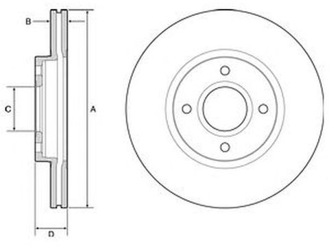 Disc frana FORD TRANSIT COURIER Kombi DELPHI BG4569