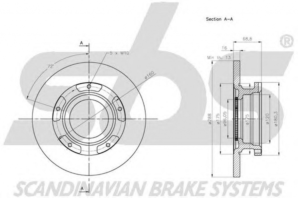 Disc frana FORD TRANSIT CUSTOM caroserie sbs 1815312590