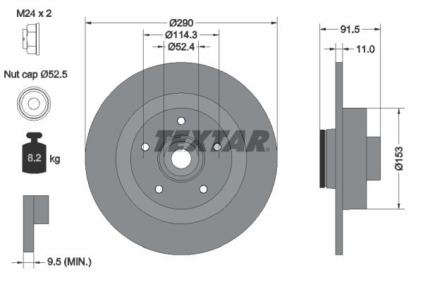 Disc frana ~ GRAND SCENIC IV (R9_) 1.3 TCe 160 (R9NC) microbus 1,332 159 benzina ~ 92316503 ~ TEXTAR