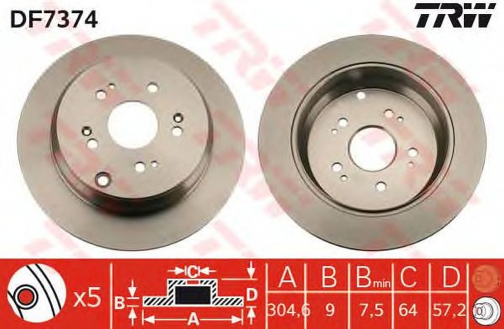 Disc frana HONDA CR-V III RE TRW DF7374