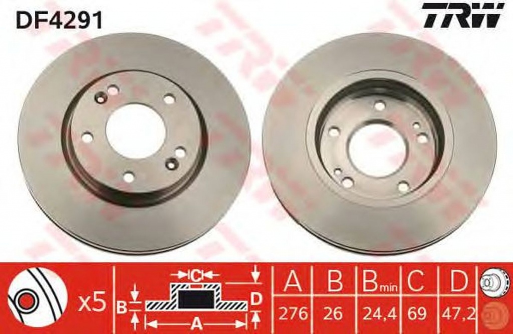 Disc frana HYUNDAI GALLOPER I TRW DF4291